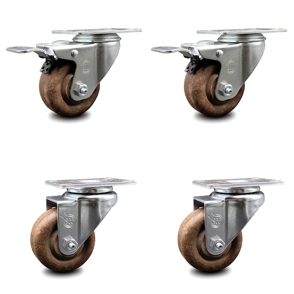 Service Caster 3 Inch High Temp Glass Filled Nylon Top Plate Caster Total Lock Brakes SCC, 2PK SCC-TTL20S314-GFNSHT-2-S-2 - main